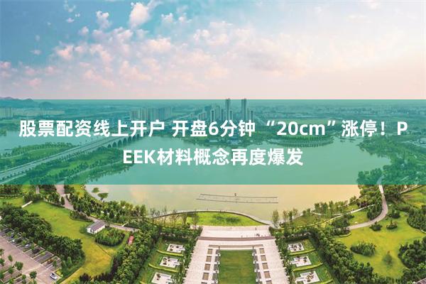 股票配资线上开户 开盘6分钟 “20cm”涨停！PEEK材料概念再度爆发