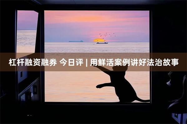 杠杆融资融券 今日评 | 用鲜活案例讲好法治故事