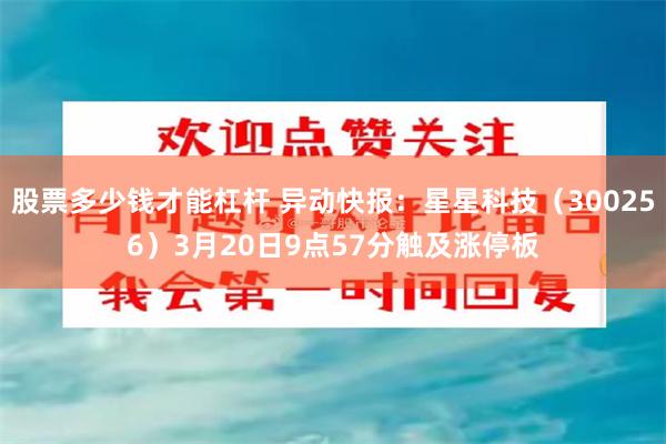 股票多少钱才能杠杆 异动快报：星星科技（300256）3月20日9点57分触及涨停板