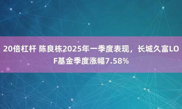 20倍杠杆 陈良栋2025年一季度表现，长城久富LOF基金季度涨幅7.58%
