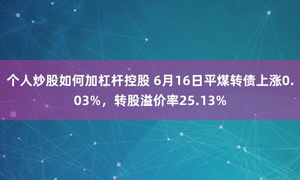 个人炒股如何加杠杆控股 6月16日平煤转债上涨0.03%，转股溢价率25.13%