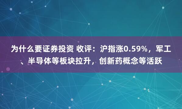 为什么要证券投资 收评：沪指涨0.59%，军工、半导体等板块拉升，创新药概念等活跃